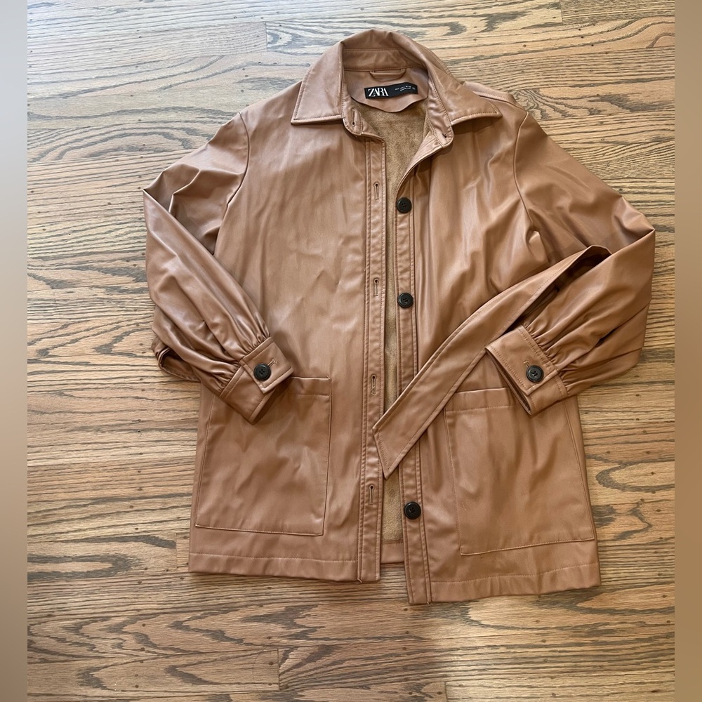 Zara Leather Blazer with Tie